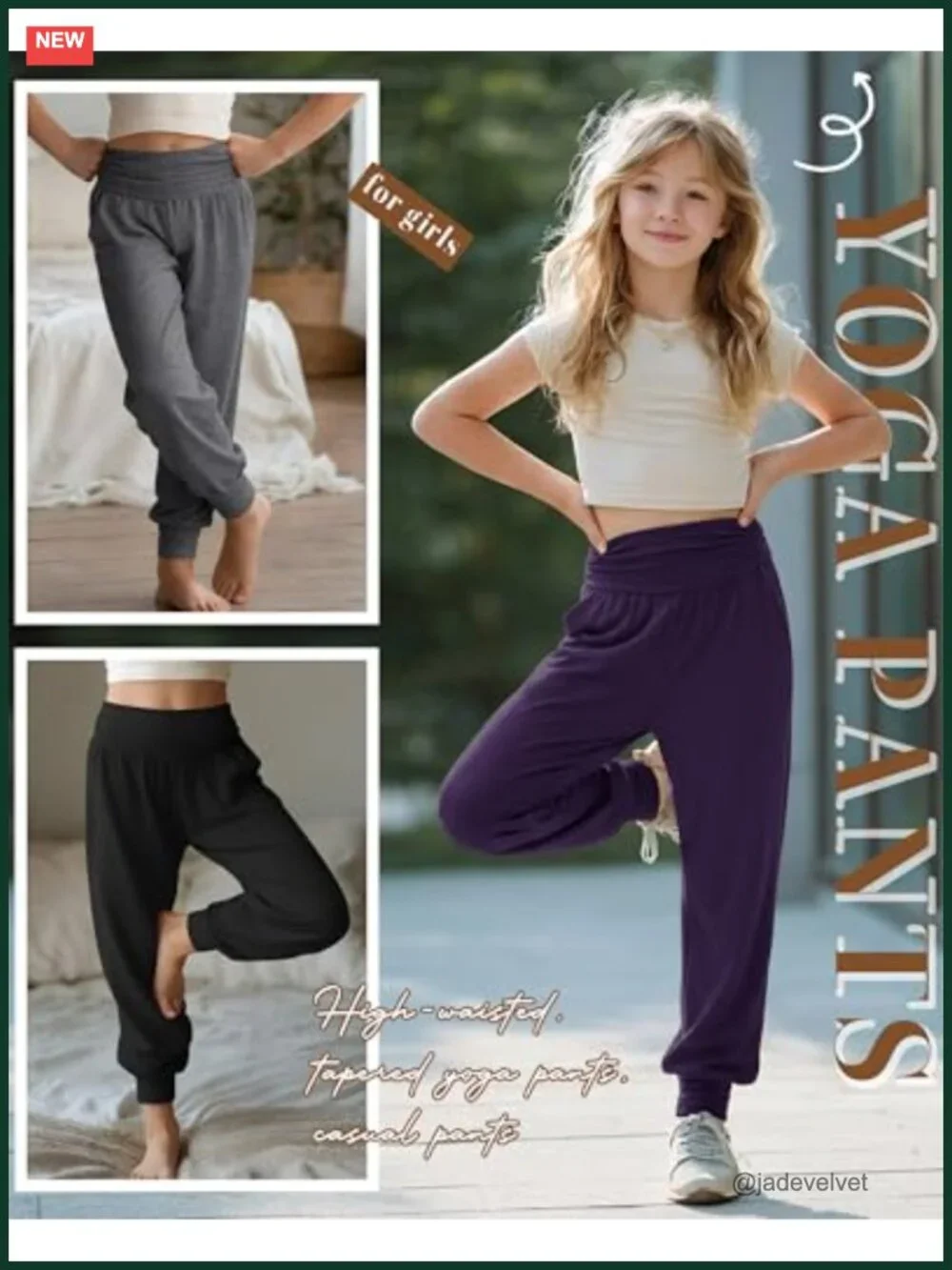 3 Pack Girls School Uniform Sweatpants Joggers with Pockets
